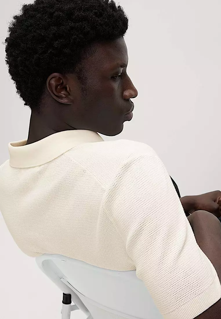 Cotton Rich Textured Knitted Polo Shirt