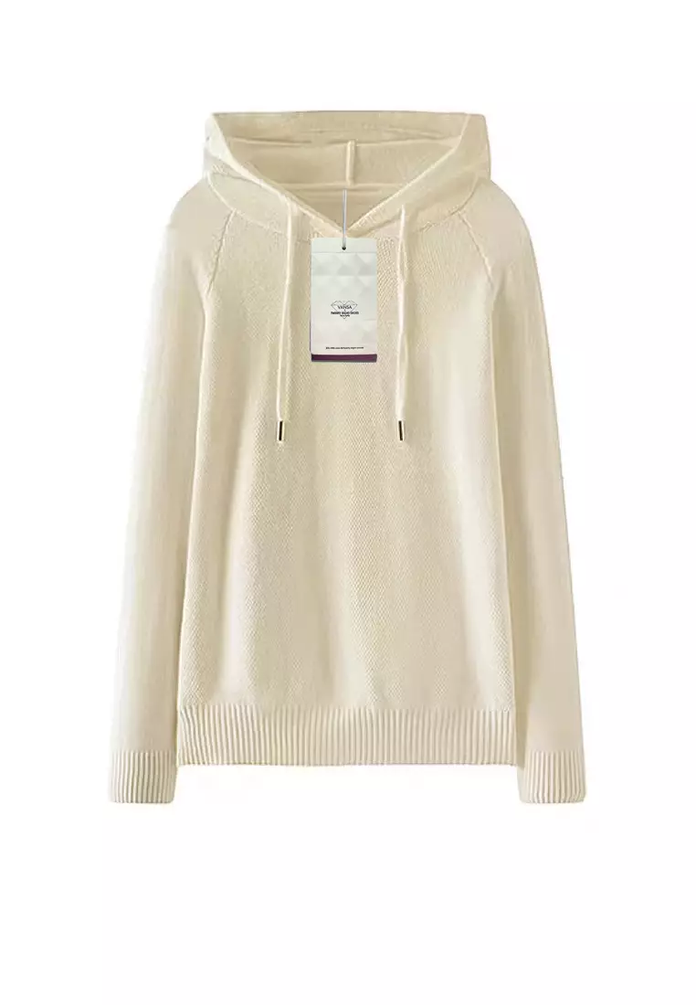 VANSASolid Color Hooded Knitted Sweater VCW-Kw-05232