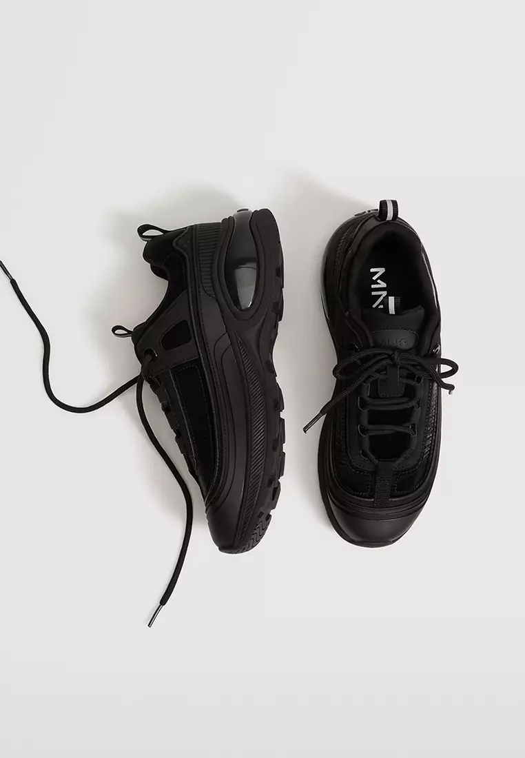 Lace-Up Mixed Sneakers