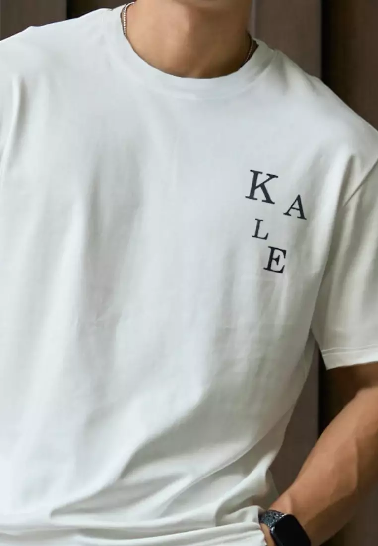 Kale Kai White / Cotton Cloudy / Kaos Boxy Fit / Kaos Korea / Atasan Kaos Pria / Kaos Basic Pria