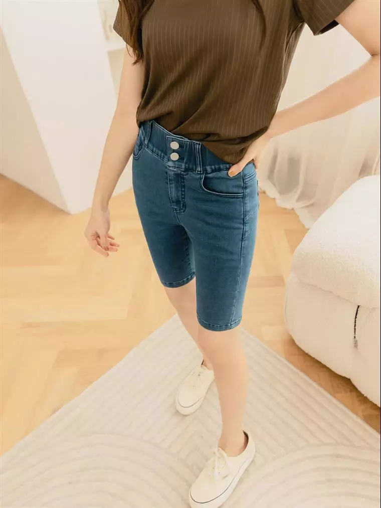 OBSTYLE S Small Waist Expert．High Waist Elastic Cotton Denim Cycling Pants《BA6942》  2024, Buy OBSTYLE Online