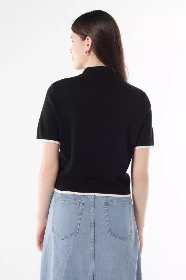 MINIMAL - Ranisyme - Atasan Rajut Crop - Black Colour Black