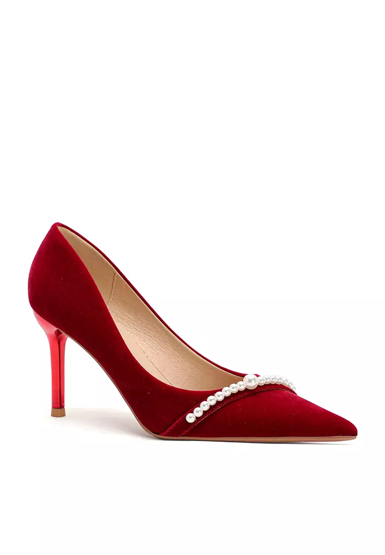 Red on sale suede heels