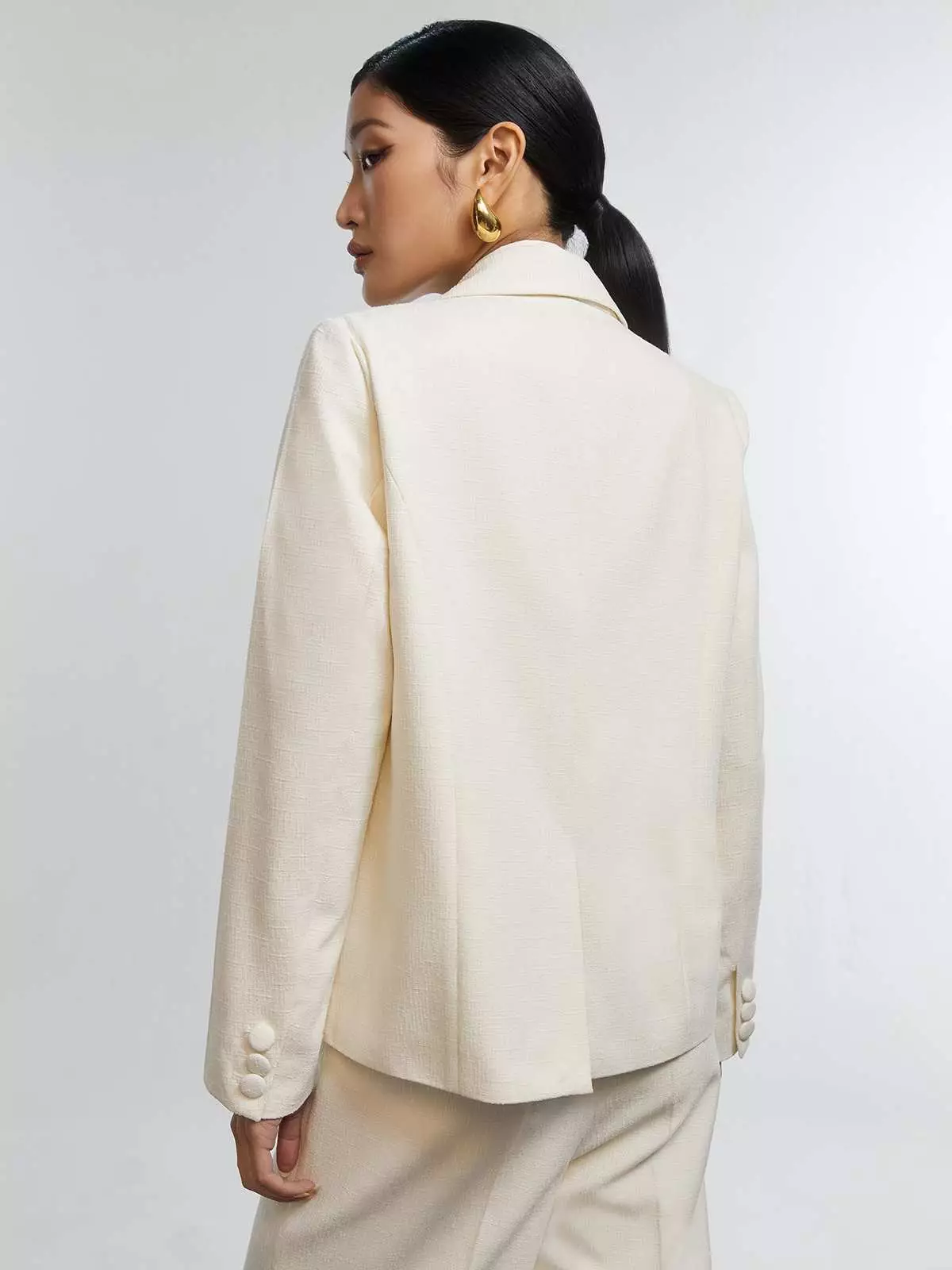 Classic Tweed Blazer - Cream