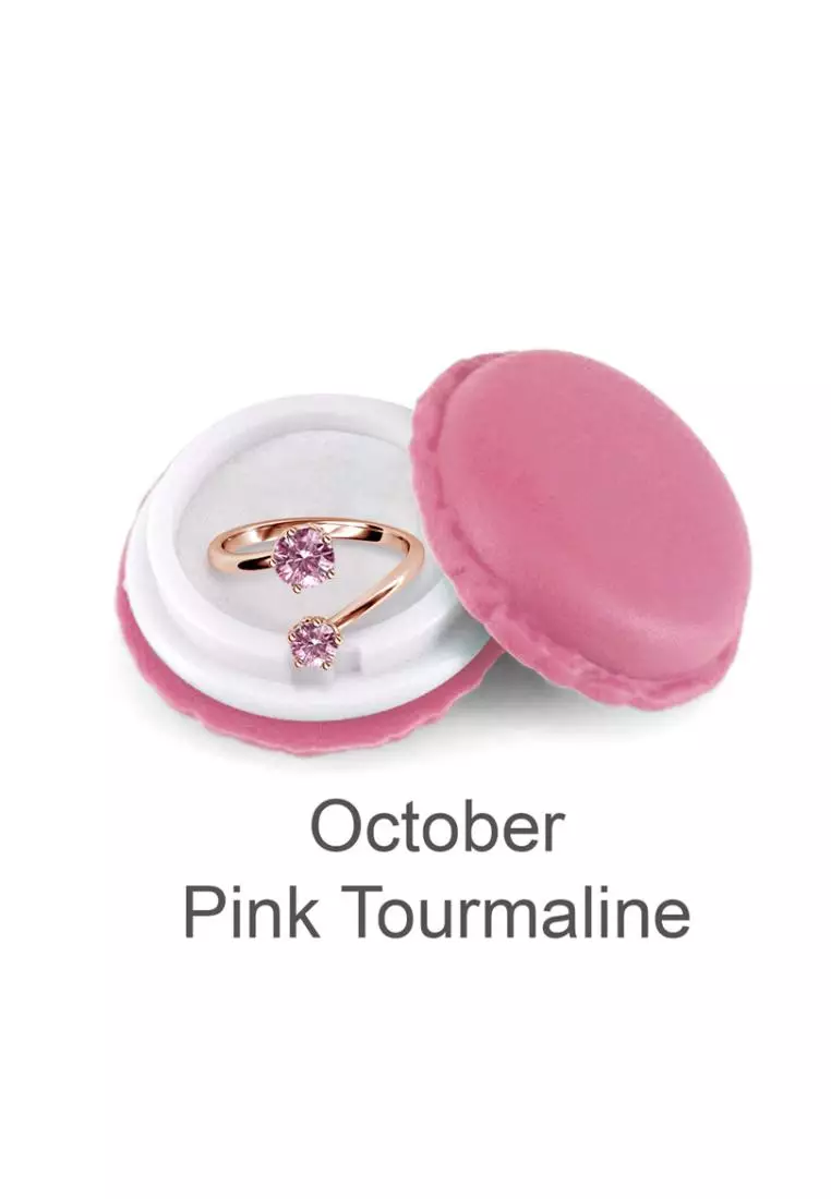 Birth Stone Ring October Pink Tourmaline RG - Cincin Crystal by Her Jewellery