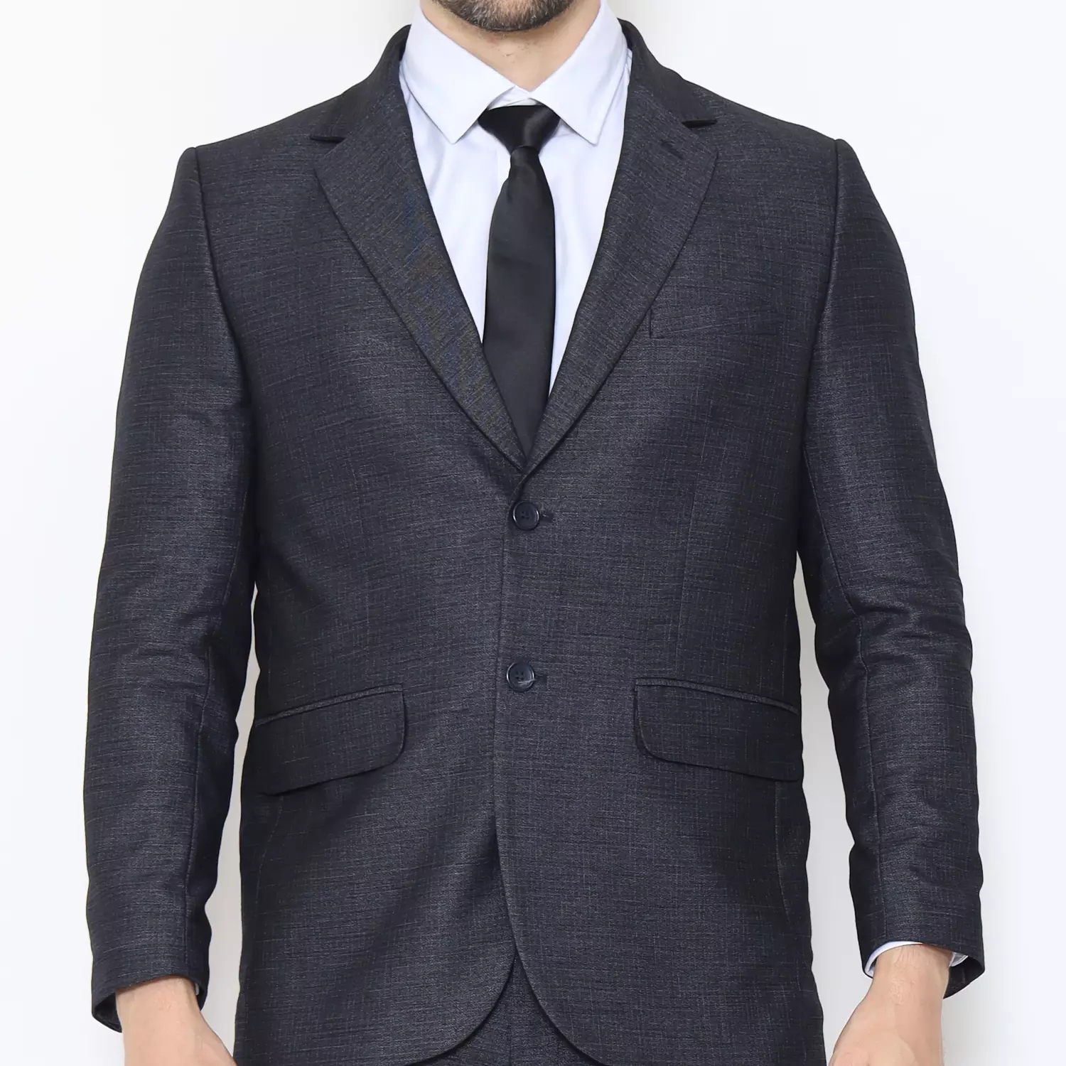 Lawell Jas Pria Warna Abu Gelap | Polyester Viscose Stretch Tekstur Tenun Halus Elegan | KENNETH