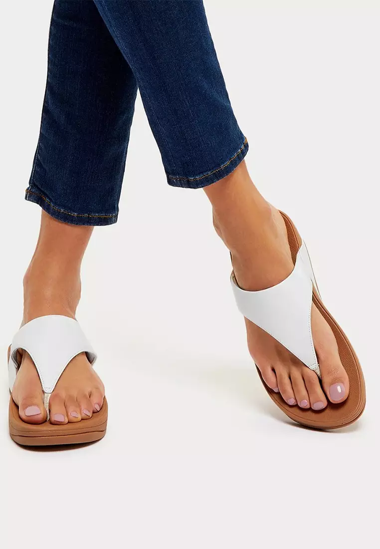 LULU Women's Leather Toepost Sandals - White (I88-024)