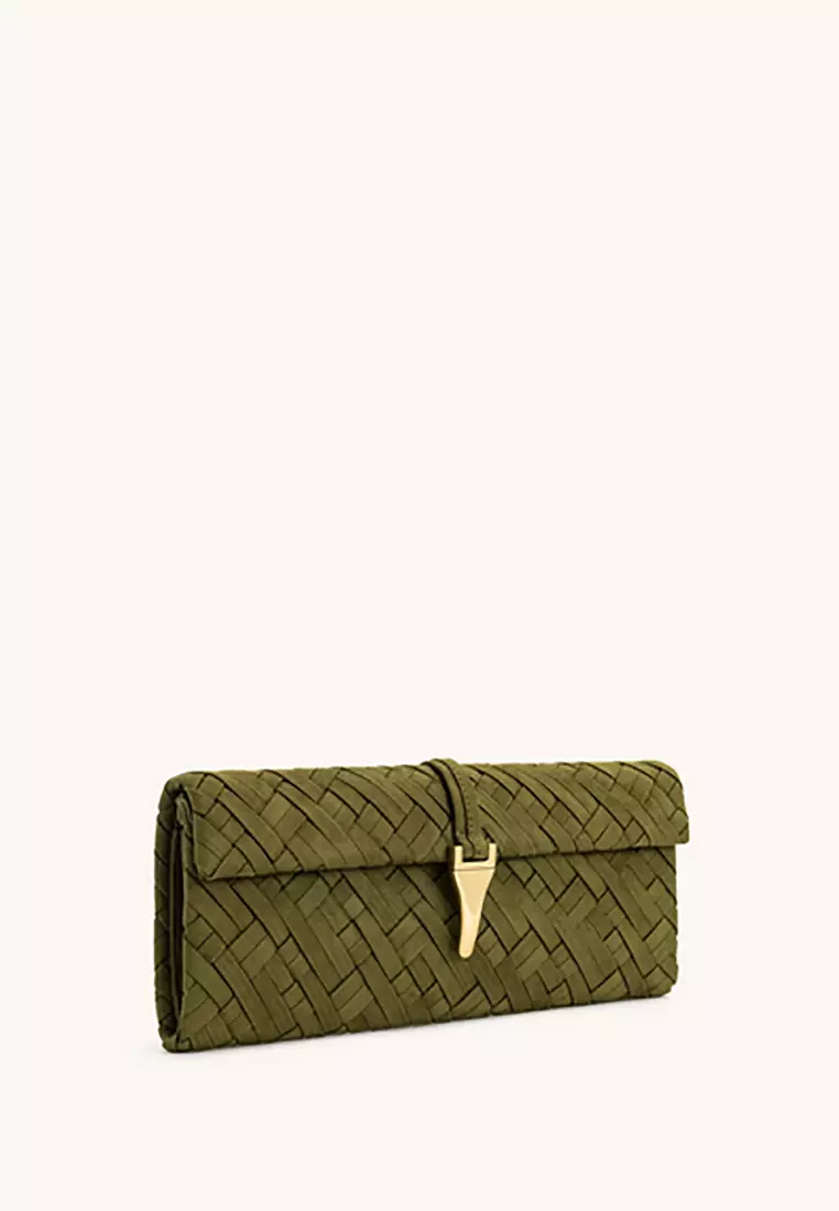 Zaria Woven Clutch - Olive