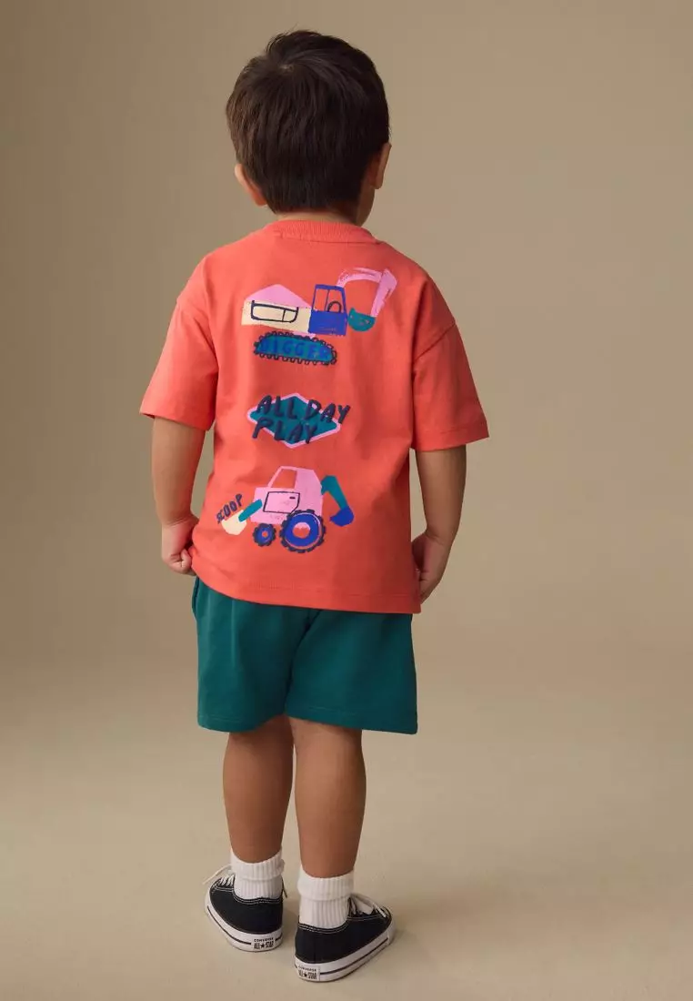 Short Sleeve Back Print T-Shirt and Shorts Set