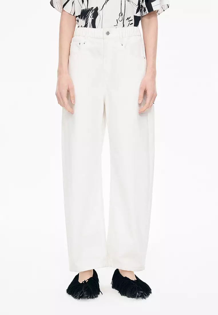 香蕉褲抽繩卷邊牛仔超長褲