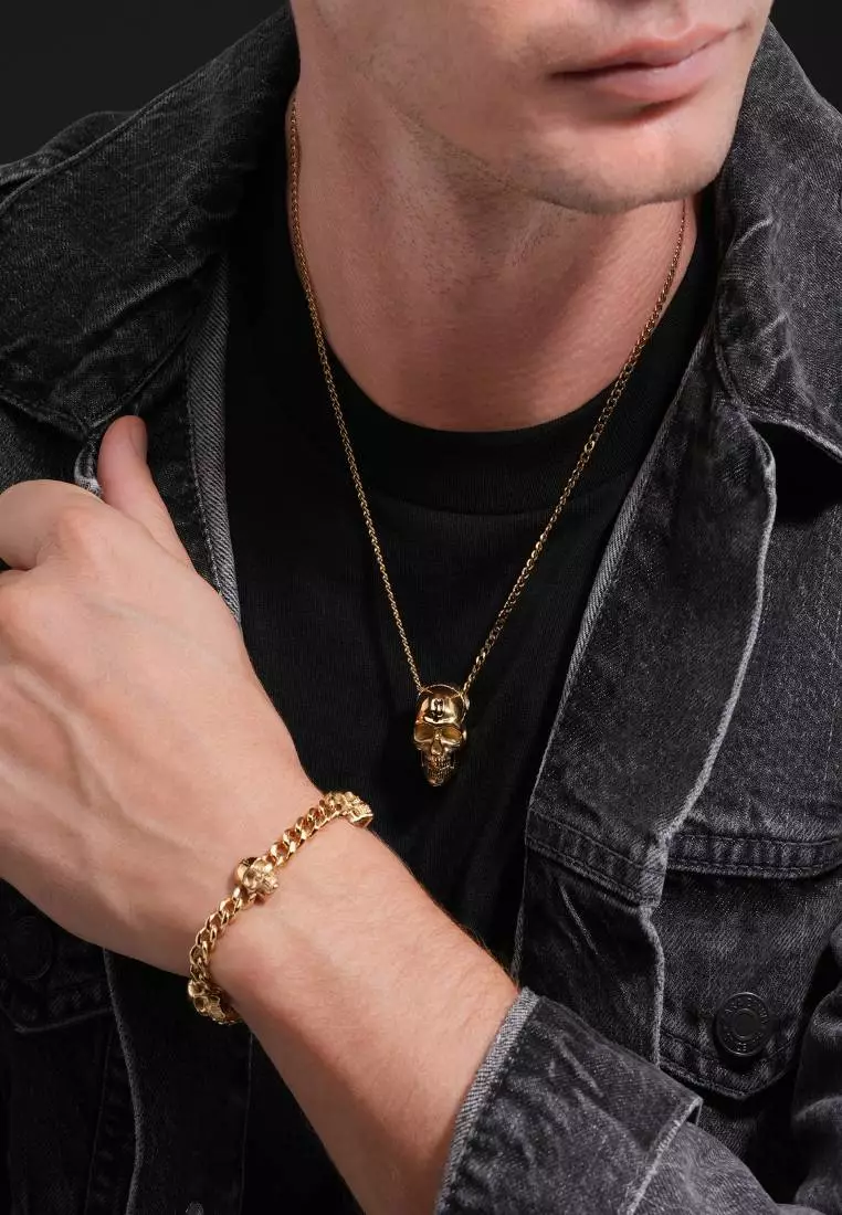 Police Vertex Gold Stainless Steel Necklace For Men PPEAGN0000904