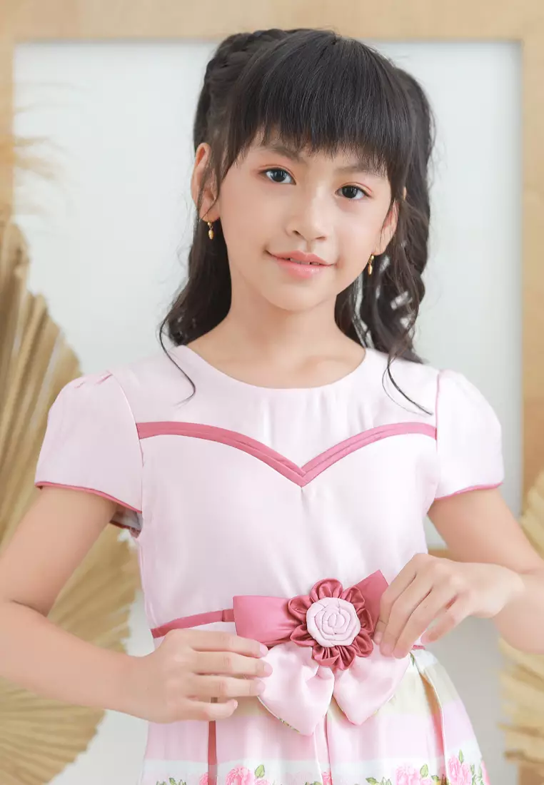 Two Mix Baju Anak Perempuan Fashion - Dress Anak Cewek Wanita Bahan Kain Satin Usia 1-12 Tahun 4277