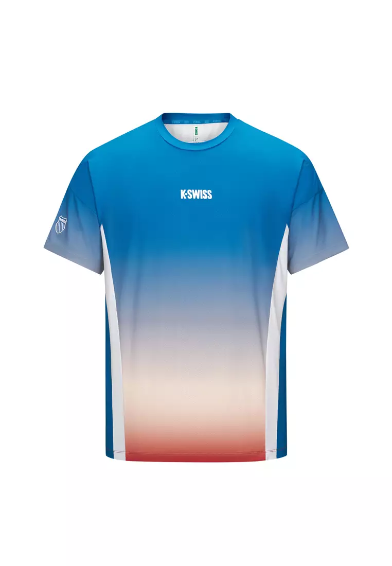 男裝 K-SWISS LOGO 防曬吸汗速乾漸變色網球服 T裇