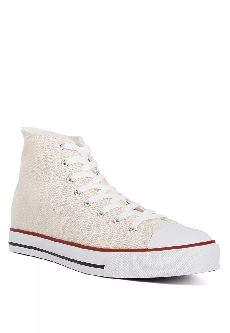 London Rag Off White High Ankle Canvas Sneakers 2024 Buy London