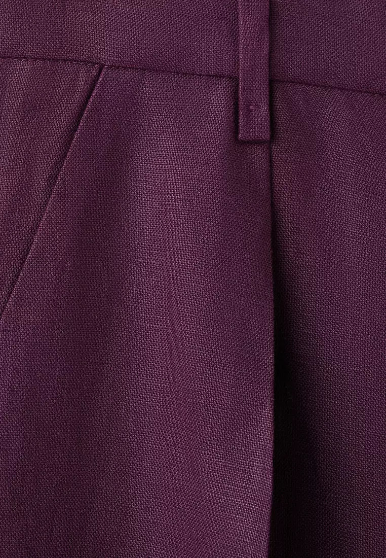 直管亞麻百慕達短褲