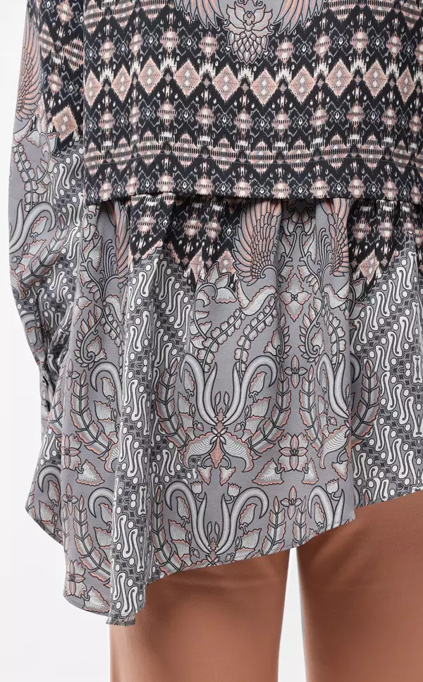 Minimal Ganita Ruffle Ethnic Shirt - Navy