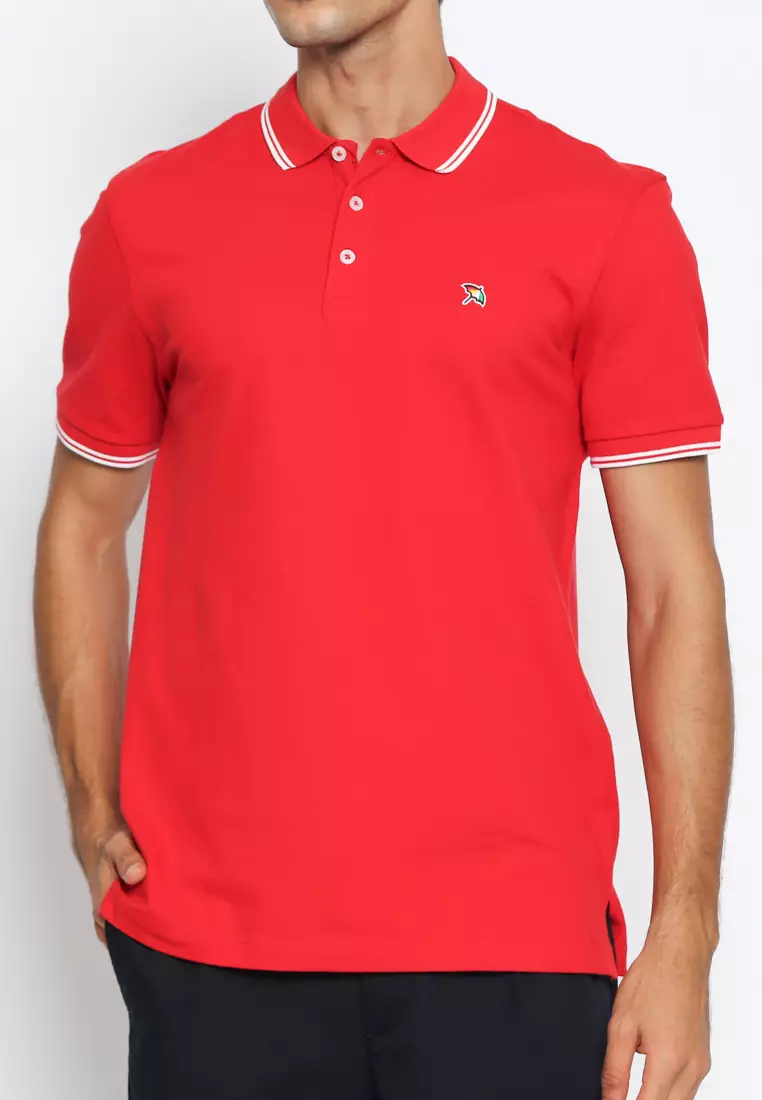 RED CASUAL POLO SHIRT REGULAR FIT