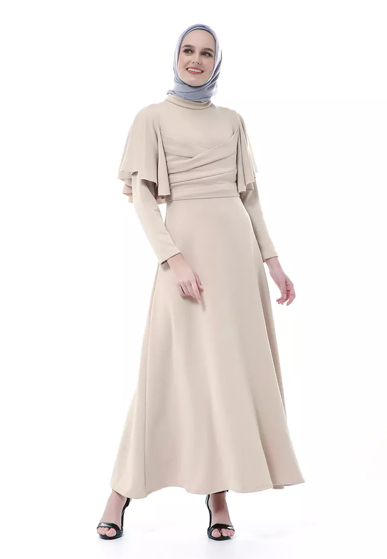 Zeta Dress Fashion Muslimah Wanita Long Sleeve Style Basic Relaxed Fit - Cream