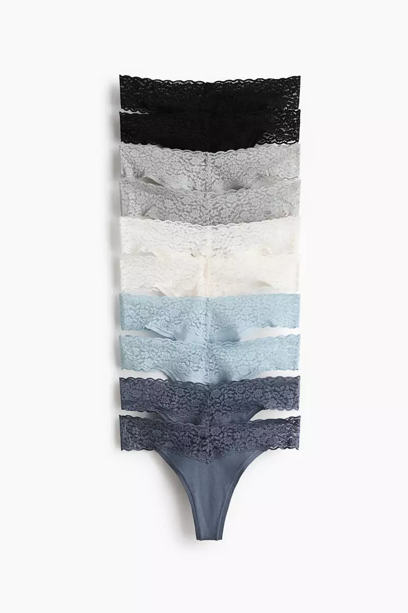 10-pack lace thong briefs