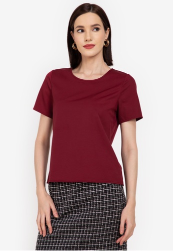ZALORA WORK red Button Back Top F6C08AA14DD54BGS_1