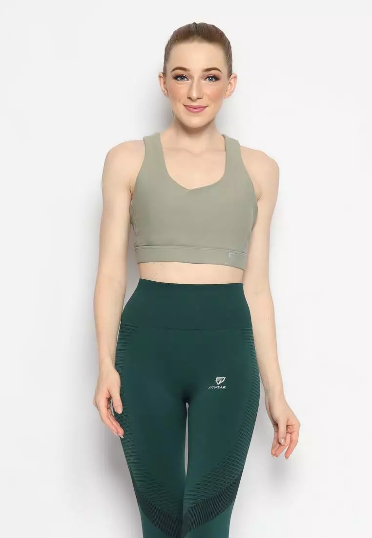 Fitwear - Sportbra Olahraga Wanita SAMANTHA [CAGED PLAIN] - GREEN BASIL