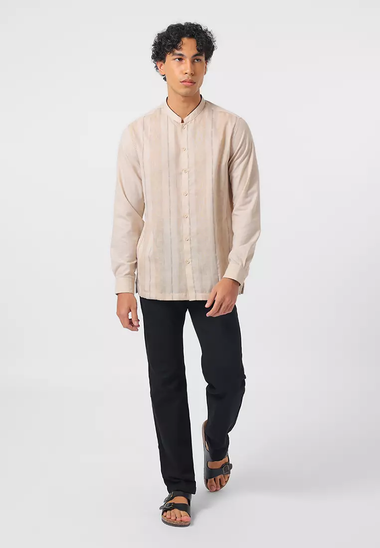 Kemeja Koko Pria Lengan Panjang KAREEM BEIGE Baju Muslim Pria