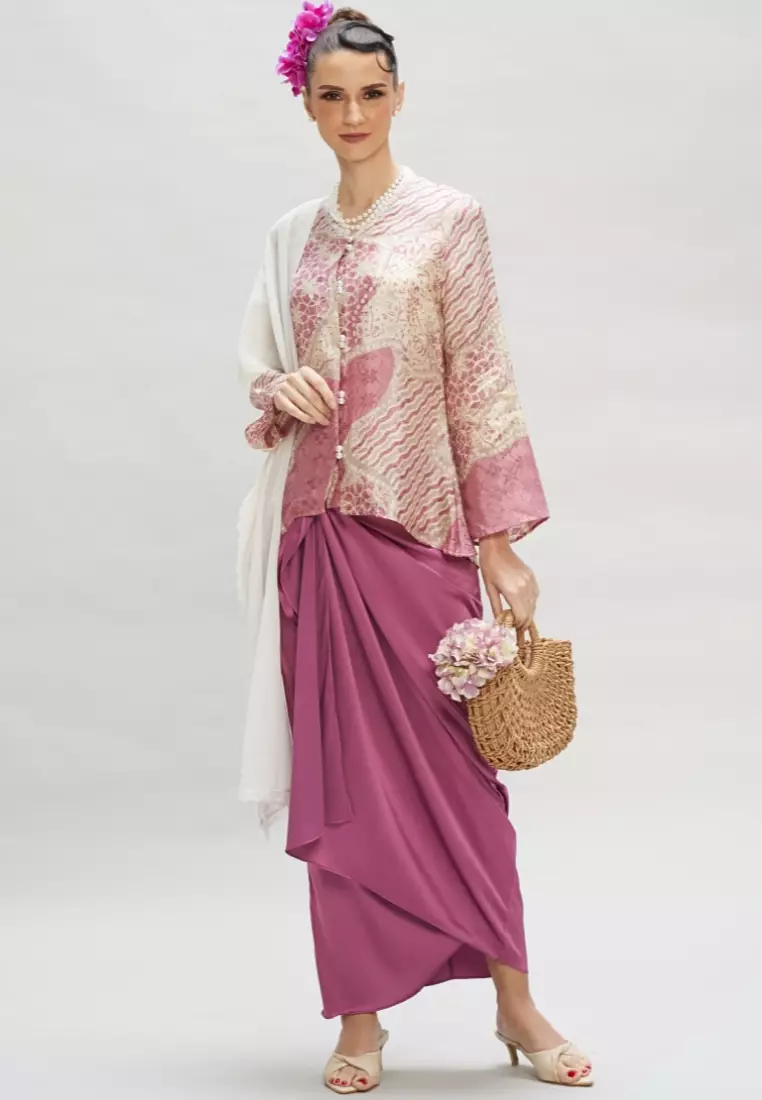 Premium Batik Kebaya Satin Wrap Skirt Modern Baju Kurung