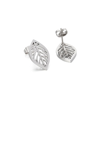 Glamorousky silver Fashion Simple Hollow Leaf 316L Stainless Steel Stud Earrings FB47AAC618BC75GS_1