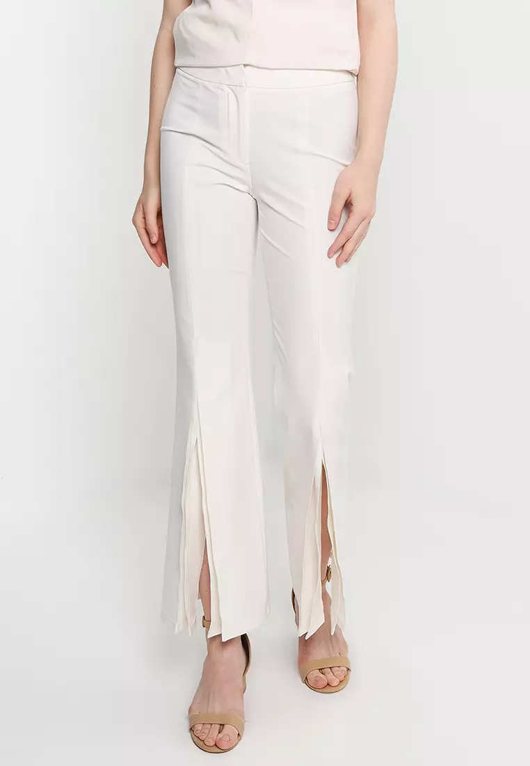 ck Calvin Klein Poly Spandex Split Front Cropped Flare Pants 2024, Buy ck  Calvin Klein Online