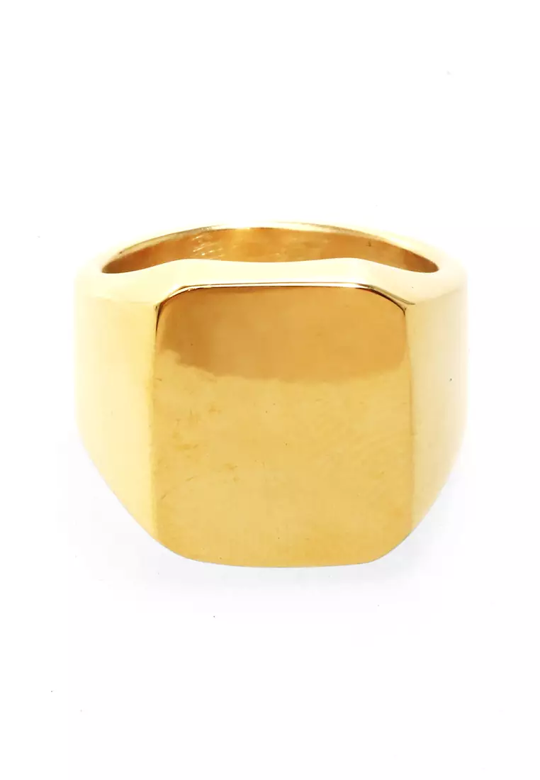 Daisy Aksesoris Pria Wanita Cincin Desain Kotak Material Titanium ORIGINAL - Gold Glossy