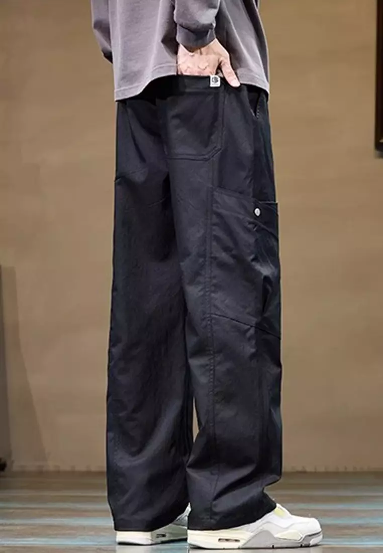 抽繩休閒寬腿褲