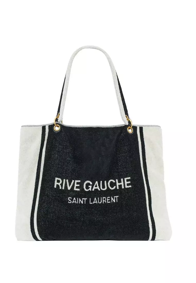 Rive gauche tote bag discount in embroidered cotton and linen