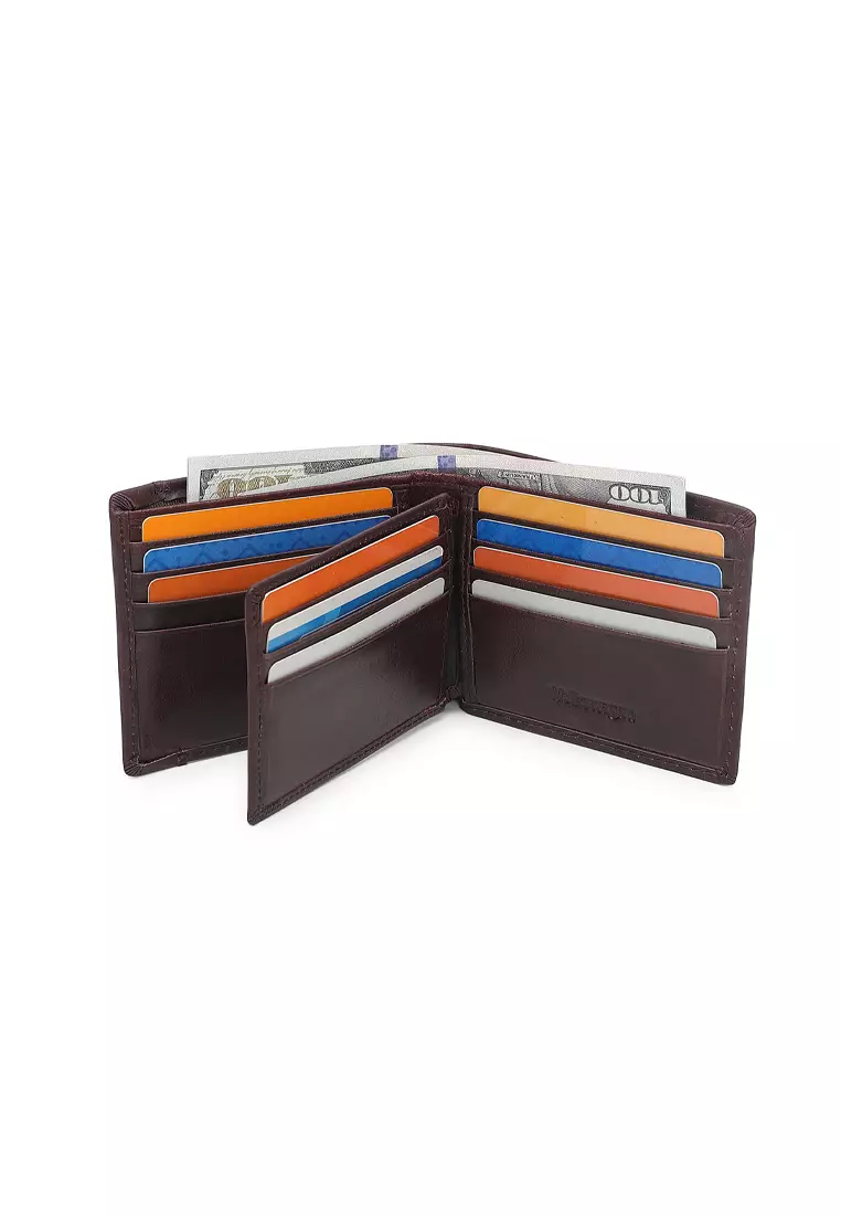 Gift Set - Genuine Leather RFID Wallet + 40mm Automatic Belt - Brown / Black