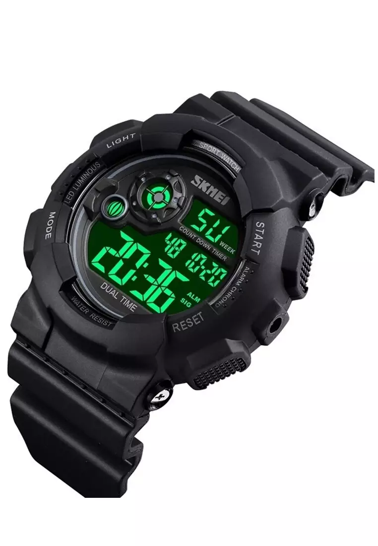 Jam Tangan Digital Pria Sporty Design Waterproof Strap Tali Material PU HQ23 ORIGINAL