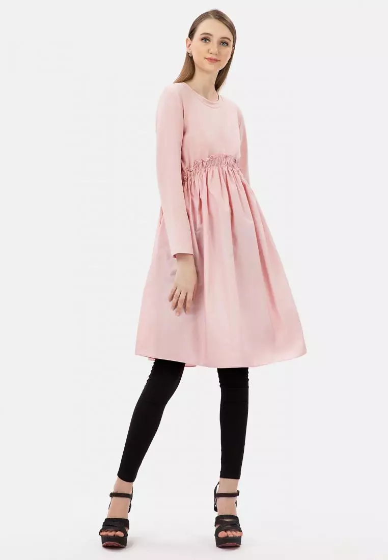 Wrink Waist Tunic in Pink