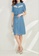 OUNIXUE blue Elegant Ol Stand Collar Floral Dress (With Belt) B6845AA122020AGS_5