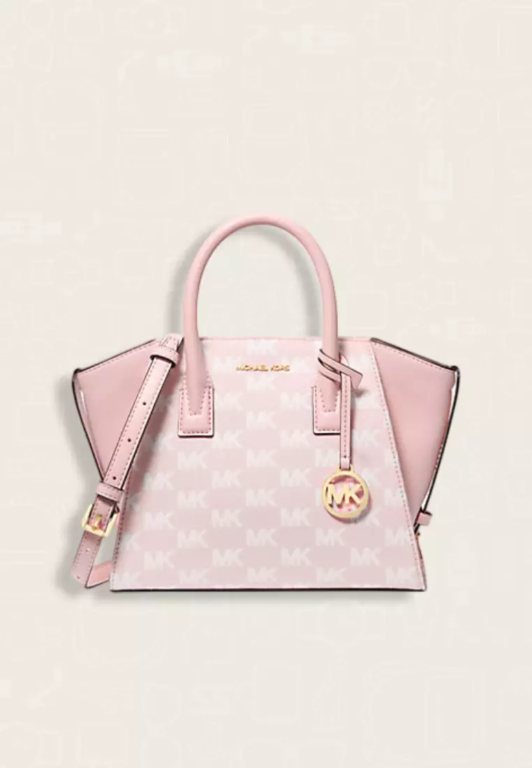 Michael Kors Avril Small Signature Logo Jacquard Satchel Powder Blush