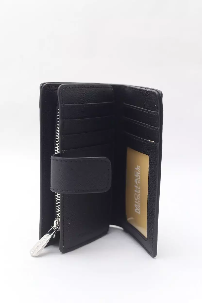 Jet Set Travel Medium Bifold Zip Coin Wallet - Black