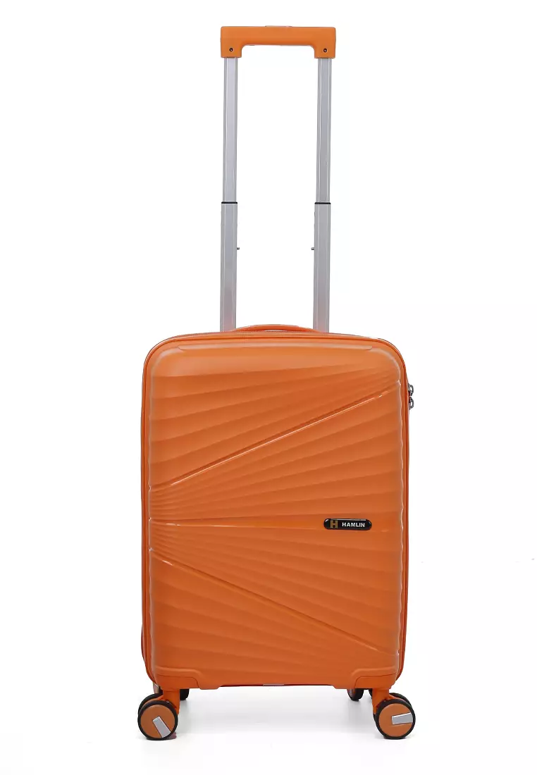 Carlton Koper Size 20inch Unisex Lock Anti Theft Zipper Suitcase Material Fiber ORIGINAL - Orange