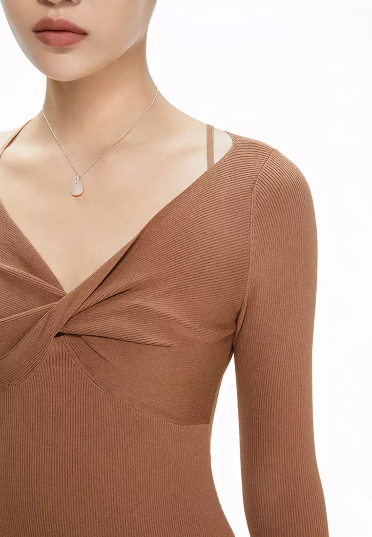 JNBY Women's Slim V-Neck Knit Dress