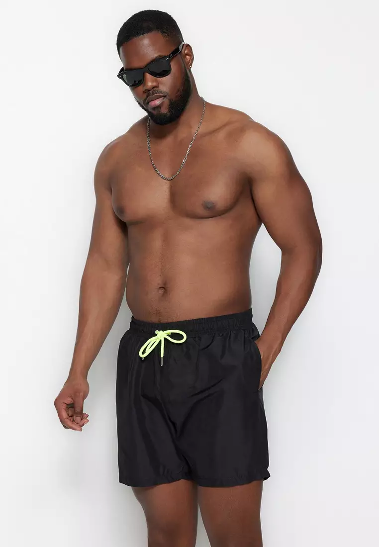 Black Plus Size Standard Fit Swimsuit Swim Shorts TMNSS24KD00000