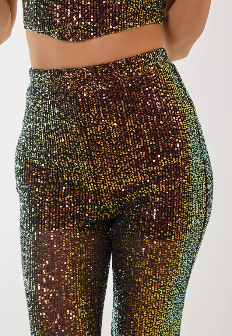 Buy Pink Vanilla Pink Vanilla Multi Sequin Flared Trousers 2025