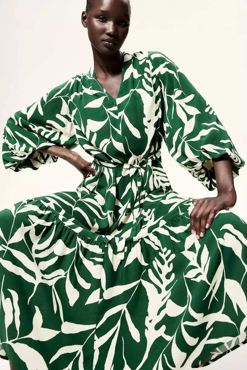 Balloon-sleeved maxi dress