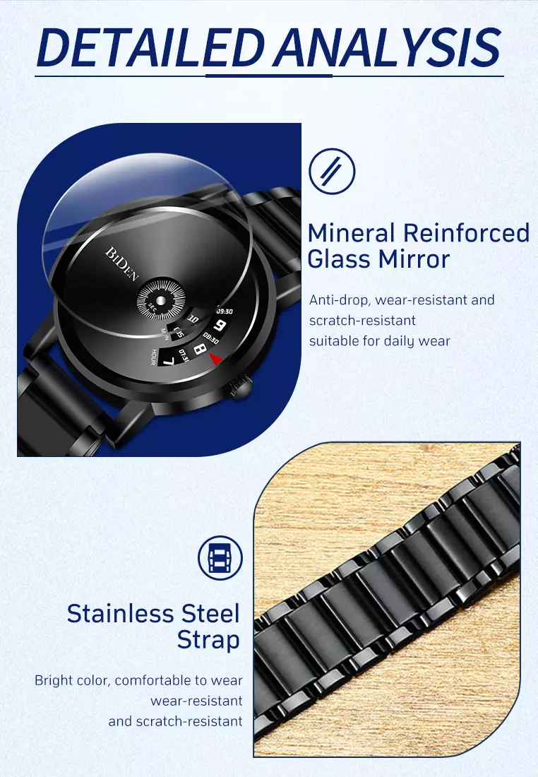 jam tangan pria Bisnis Tali stainless steel Display Kuarsa pria dengan gelang