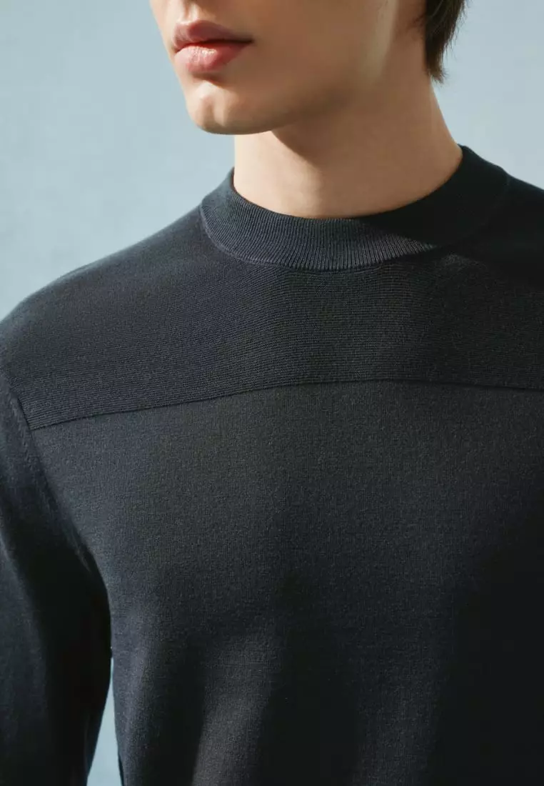Compact Knit Mock Neck Sweater