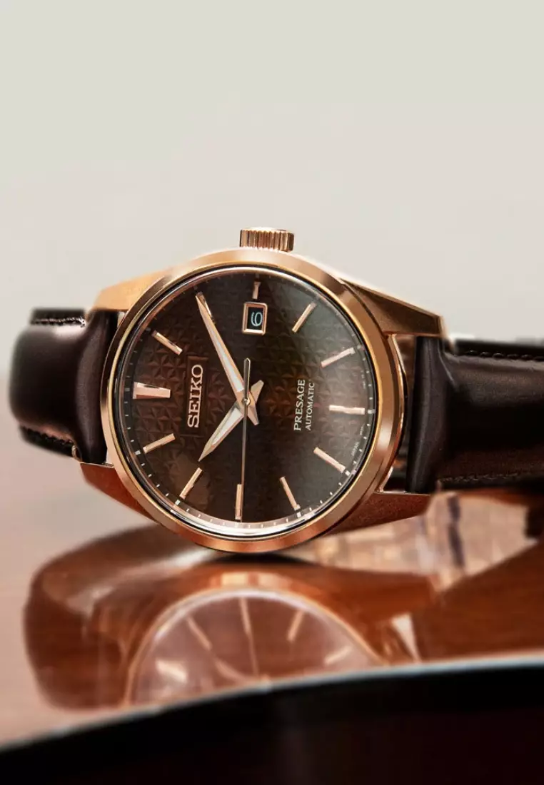 Seiko Presage Sharp Edged Series Brown Dial Dark Brown Leather Band Automatic Watch SPB170J1