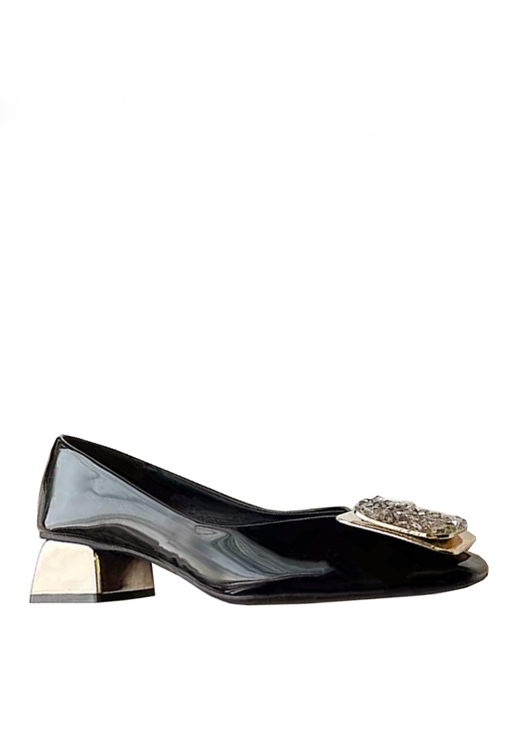 VANSA Rhinestone Buckle Mid-Heel Shoes VSW-F1176