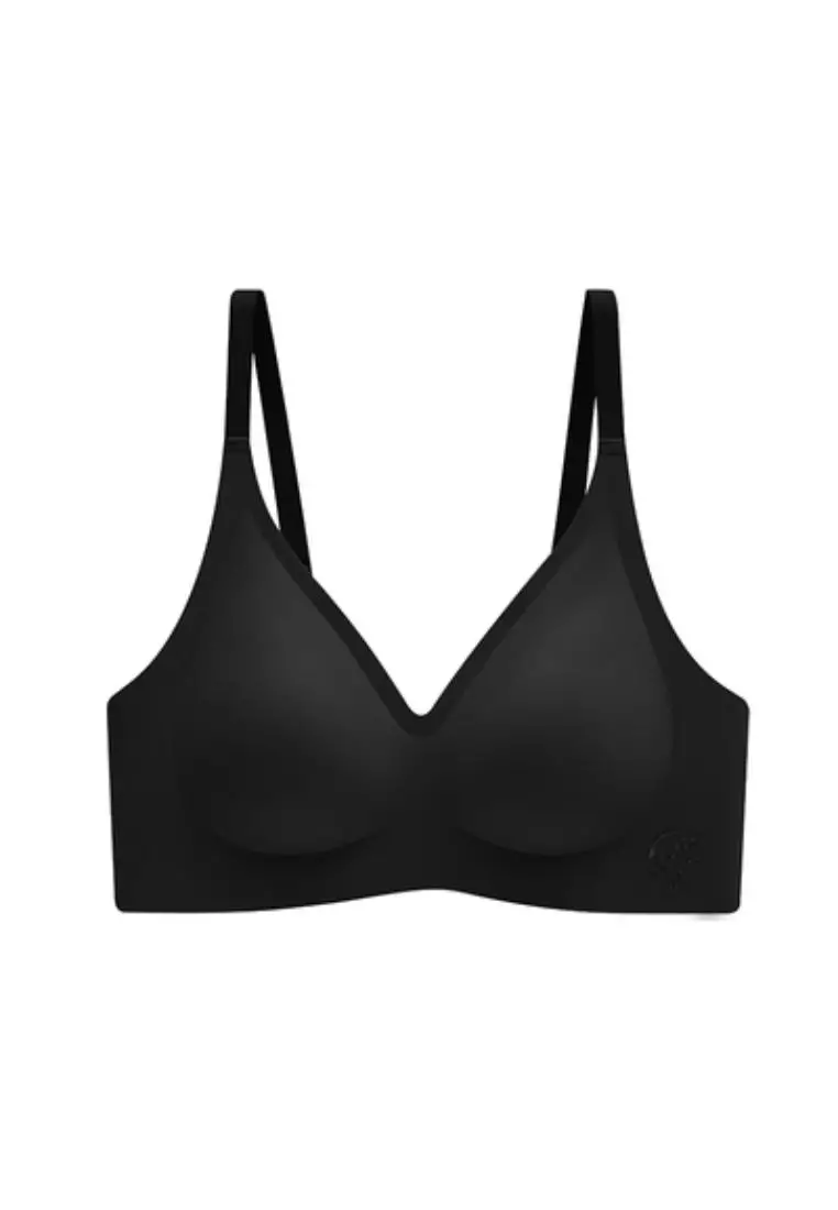 Premium Olivia Seamless Wireless Paded Push Up Bra in Black