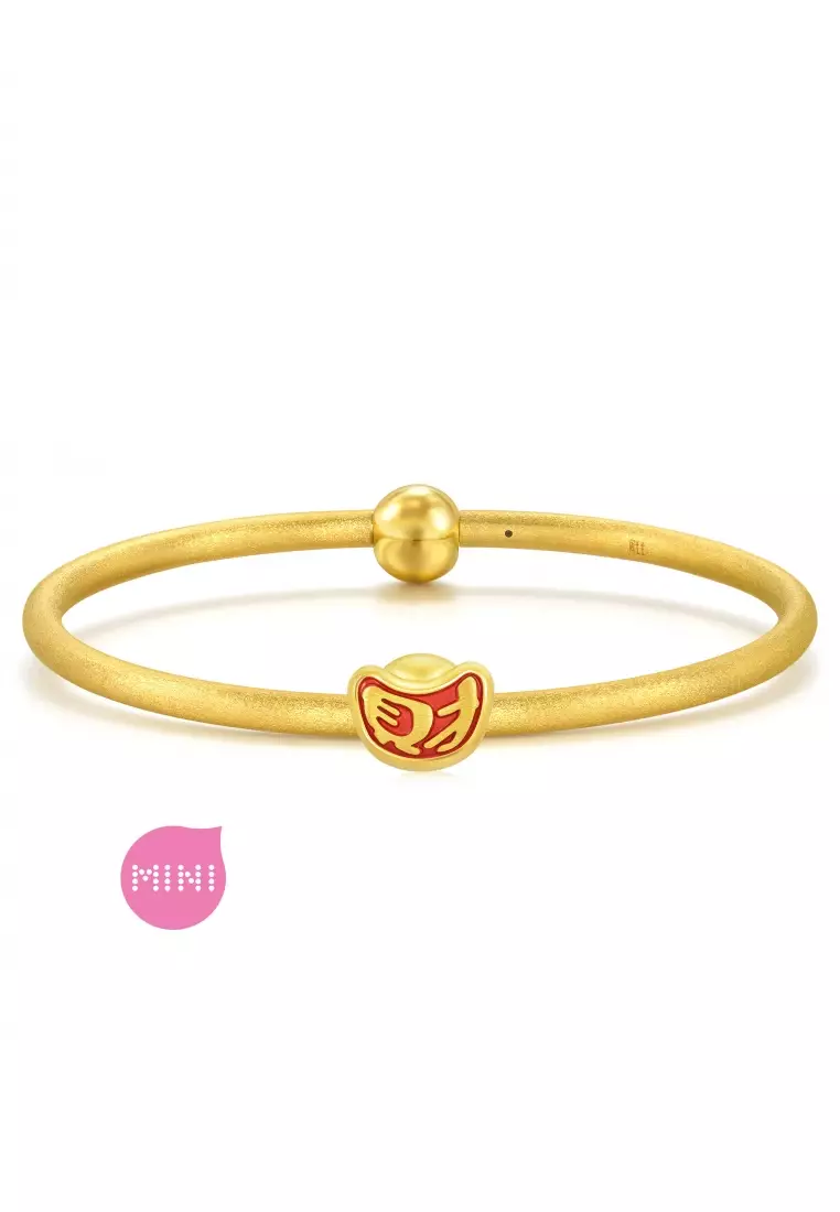 999 24K Solid Gold YuanBao Mini Charm Blessing 92981C (Bracelet not included)