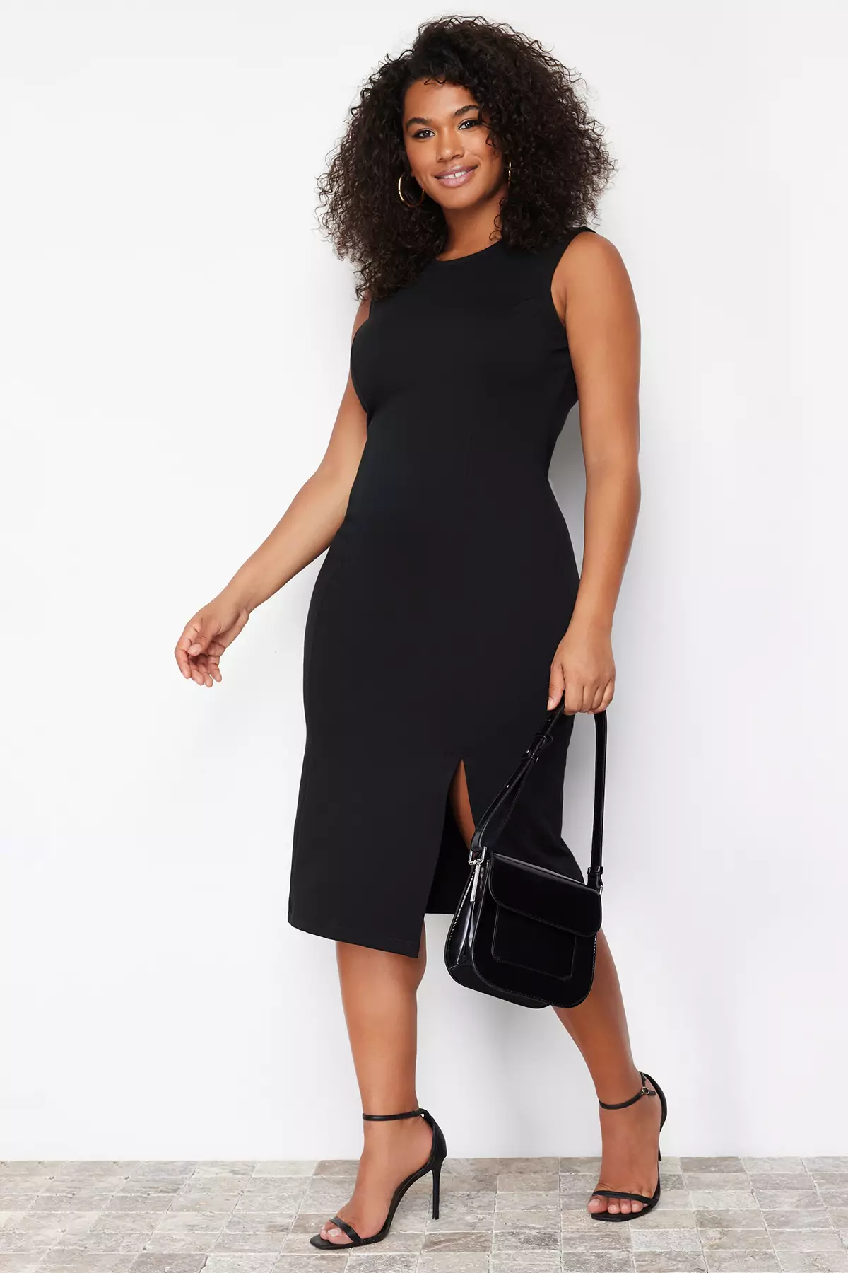 Trendyol Plus Size Sleeveless Midi Dress